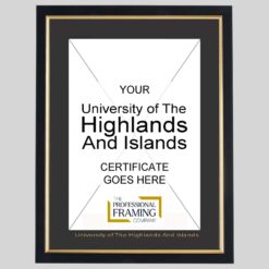 University Of The Highlands And Islands Black and Gold A4 Certificate Frame