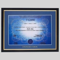 Engineers Europe (FEANI) Certificate Frame